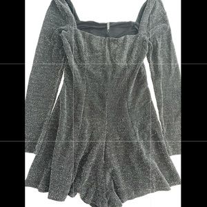 Black Sparkly Metallic Romper